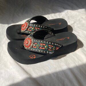 Montana West Beaded Sandals Black size 9
